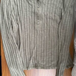 Derek Heart Olive Long Sleeve Henley Top